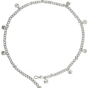 Michael Kors Womens MK Logo Chain Belt Silver L/XL